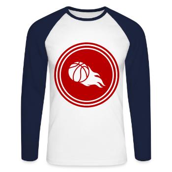 Basketball Fire Flame - Unisex Long Sleeve Baseball T-Shirt - white/navy - Front - Nik (191cm)