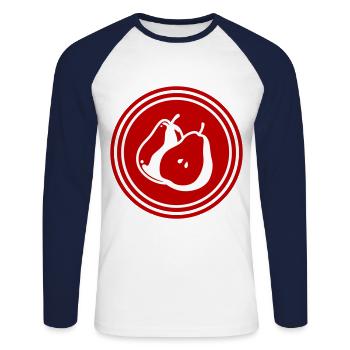 Birne Obst Symbol - Unisex Baseballshirt langarm - Weiß/Navy - Vorne - Nik (191cm)