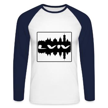 Lviv Ukraine Skyline Silhouette Souvenir de voyage - T-shirt baseball manches longues Homme - blanc/marine - Devant - Nik (191cm)