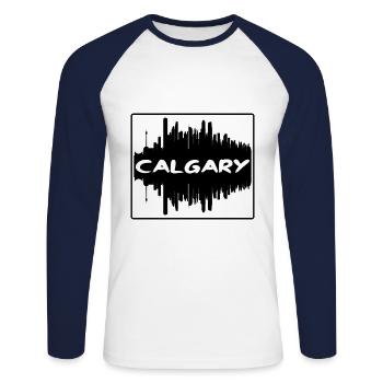 Calgary Kanada Skyline Silhouette Reise Souvenir - Unisex Baseballshirt langarm - Weiß/Navy - Vorne - Nik (191cm)