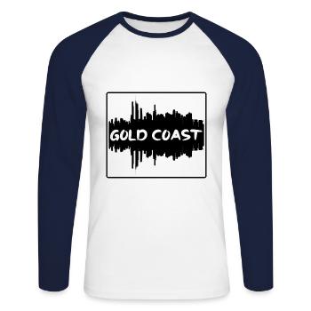 Gold Coast Australia Skyline Silhouette Travel Sou - Unisex Long Sleeve Baseball T-Shirt - white/navy - Front - Nik (191cm)