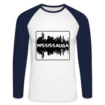 Mississauga Canada Skyline Silhouette Travel Souve - Unisex Baseballshirt langarm - Weiß/Navy - Vorne - Nik (191cm)