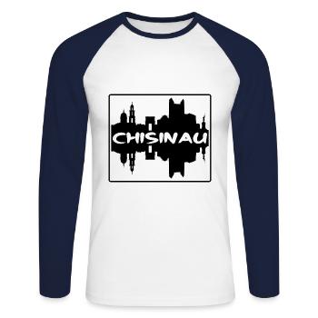 Chisinau Moldova Skyline Silhouette Travel Souveni - Unisex Long Sleeve Baseball T-Shirt - white/navy - Front - Nik (191cm)