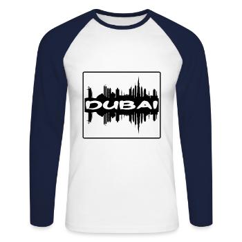 Dubai Uae Skyline Silhouette Travel Souvenir - Unisex Long Sleeve Baseball T-Shirt - white/navy - Front - Nik (191cm)