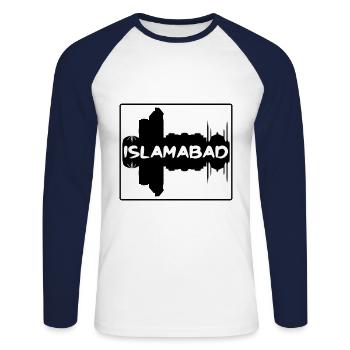 Islamabad Pakistan Skyline Silhouette Travel Souve - Unisex Long Sleeve Baseball T-Shirt - white/navy - Front - Nik (191cm)