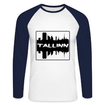 Tallinn Estland Skyline Silhouette Reise Souvenir - Unisex Baseballshirt langarm - Weiß/Navy - Vorne - Nik (191cm)