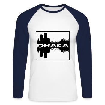 Dhaka Bangladesh Skyline Silhouette Travel Souveni - Unisex Long Sleeve Baseball T-Shirt - white/navy - Front - Nik (191cm)
