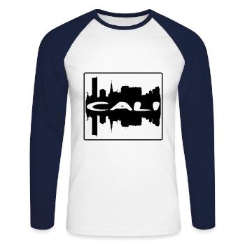 Cali Kolumbien Skyline Silhouette Reise Souvenir - Unisex Baseballshirt langarm - Weiß/Navy - Vorne - Nik (191cm)