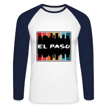 El Paso Texas Usa Skyline Silhouette Travel Souven - Unisex Long Sleeve Baseball T-Shirt - white/navy - Front - Nik (191cm)