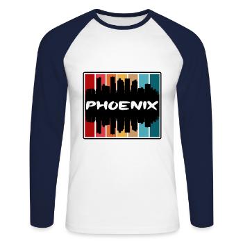 Phoenix Arizona États-Unis Skyline Silhouette Souv de voyage - T-shirt baseball manches longues Homme - blanc/marine - Devant - Nik (191cm)