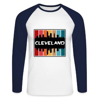 Cleveland Ohio Usa Skyline Silhouette Travel Souve - Unisex Long Sleeve Baseball T-Shirt - white/navy - Front - Nik (191cm)