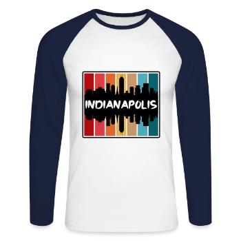 Indianapolis Indiana USA Skyline Silhouette Reisen - Unisex Baseballshirt langarm - Weiß/Navy - Vorne - Nik (191cm)