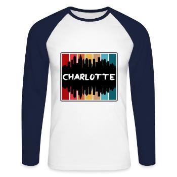Charlotte North Carolina Usa Skyline Silhouette Tr - Unisex Long Sleeve Baseball T-Shirt - white/navy - Front - Nik (191cm)