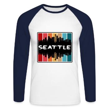 Seattle Washington Usa Skyline Silhouette Travel S - Unisex Baseballshirt langarm - Weiß/Navy - Vorne - Nik (191cm)