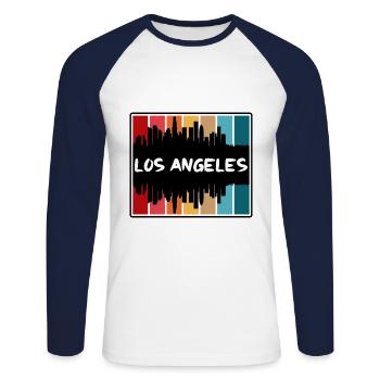 Los Angeles California Usa Skyline Silhouette Trav - Unisex Long Sleeve Baseball T-Shirt - white/navy - Front - Nik (191cm)