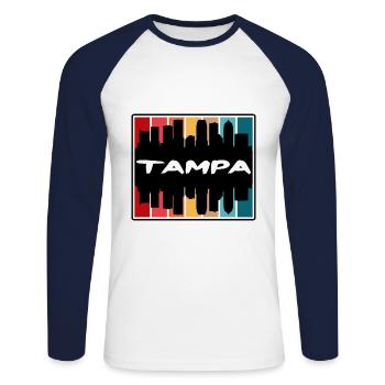 Tampa Florida Usa Skyline Silhouette Travel Souven - Unisex Long Sleeve Baseball T-Shirt - white/navy - Front - Nik (191cm)