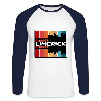 Limerick Irland Skyline Silhouette Reise Souveni - Unisex Baseballshirt langarm - Weiß/Navy - Vorne - Nik (191cm)