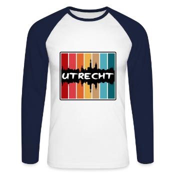 Utrecht Netherlands Skyline Silhouette Travel Souv - Unisex Long Sleeve Baseball T-Shirt - white/navy - Front - Nik (191cm)