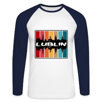 Lublin Pologne Skyline Silhouette Souvenir de voyage - T-shirt baseball manches longues Homme - blanc/marine - Devant - Nik (191cm)