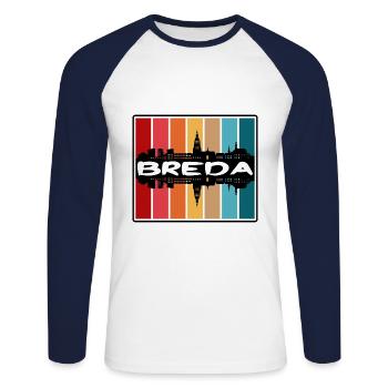 Breda Niederlande Skyline Silhouette Travel Souven - Unisex Baseballshirt langarm - Weiß/Navy - Vorne - Nik (191cm)