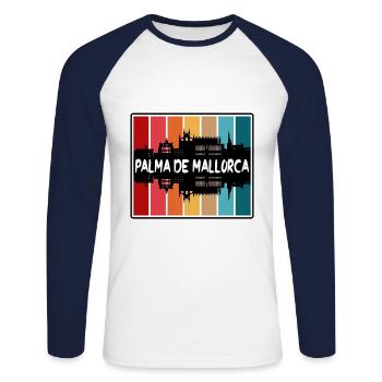 Palma De Mallorca Spain Skyline Silhouette Travel - Unisex Long Sleeve Baseball T-Shirt - white/navy - Front - Nik (191cm)