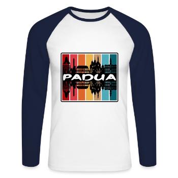Padua Italien Skyline Silhouette Reise Souvenir - Unisex Baseballshirt langarm - Weiß/Navy - Vorne - Nik (191cm)