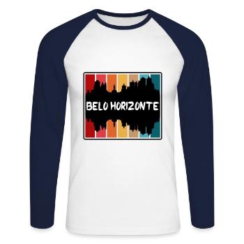 Belo Horizonte Brésil Skyline Silhouette Voyage So - T-shirt baseball manches longues Homme - blanc/marine - Devant - Nik (191cm)