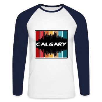 Calgary Kanada Skyline Silhouette Reise Souvenir - Unisex Baseballshirt langarm - Weiß/Navy - Vorne - Nik (191cm)