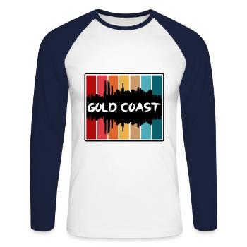 Gold Coast Australia Skyline Silhouette Travel Sou - Unisex Long Sleeve Baseball T-Shirt - white/navy - Front - Nik (191cm)