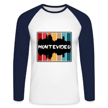 Montevideo Uruguay Skyline Silhouette Reisen Souve - Unisex Baseballshirt langarm - Weiß/Navy - Vorne - Nik (191cm)