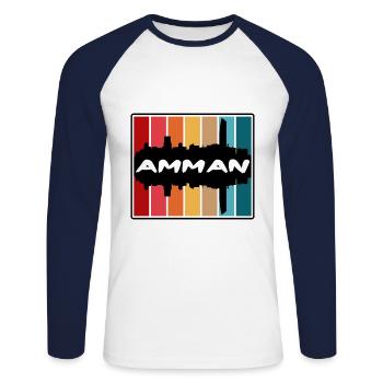 Amman Jordan Skyline Silhouette Reise Souvenir - Unisex Baseballshirt langarm - Weiß/Navy - Vorne - Nik (191cm)