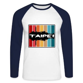 Taipei Taiwan Skyline Silhouette Souvenir de voyage - T-shirt baseball manches longues Homme - blanc/marine - Devant - Nik (191cm)