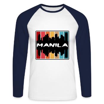 Manila Philippinen Skyline Silhouette Reisen Souve - Unisex Baseballshirt langarm - Weiß/Navy - Vorne - Nik (191cm)