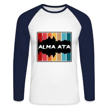 Alma Ata Kasachstan Skyline Silhouette Reise Souv - Unisex Baseballshirt langarm - Weiß/Navy - Vorne - Nik (191cm)