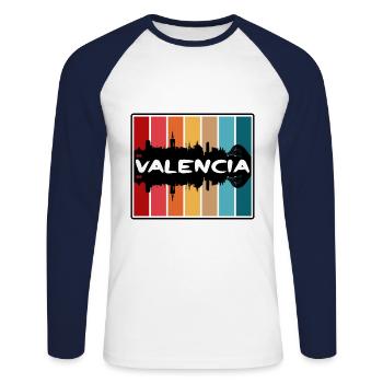 Valencia Venezuela Skyline Silhouette Travel Souve - T-shirt baseball manches longues Homme - blanc/marine - Devant - Nik (191cm)