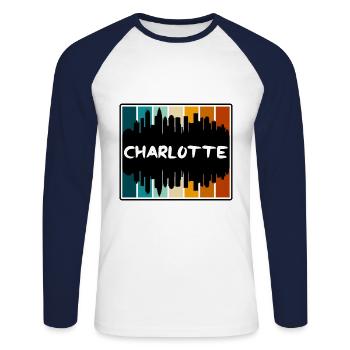 Charlotte North Carolina Usa Skyline Silhouette Tr - Unisex Long Sleeve Baseball T-Shirt - white/navy - Front - Nik (191cm)