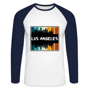 Los Angeles California Usa Skyline Silhouette Trav - Unisex Long Sleeve Baseball T-Shirt - white/navy - Front - Nik (191cm)