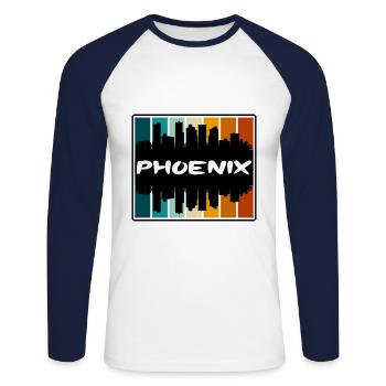 Phoenix Arizona États-Unis Skyline Silhouette Souv de voyage - T-shirt baseball manches longues Homme - blanc/marine - Devant - Nik (191cm)