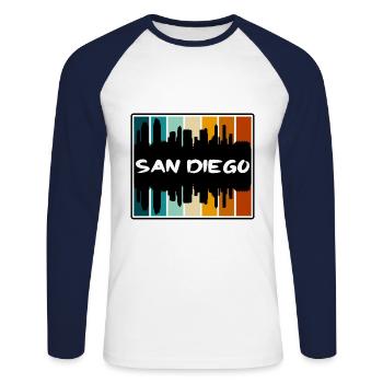 San Diego California Usa Skyline Silhouette Travel - Unisex Long Sleeve Baseball T-Shirt - white/navy - Front - Nik (191cm)