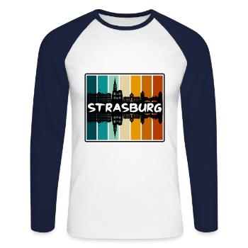 Strasburg Frankreich Skyline Silhouette Travel Souveni - Unisex Baseballshirt langarm - Weiß/Navy - Vorne - Nik (191cm)
