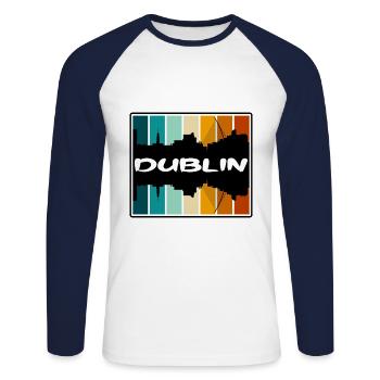 Dublin Irlande Skyline Silhouette Souvenir de voyage - T-shirt baseball manches longues Homme - blanc/marine - Devant - Nik (191cm)
