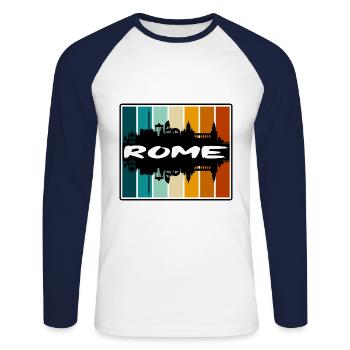 Rome Italy Skyline Silhouette Travel Souvenir - Unisex Long Sleeve Baseball T-Shirt - white/navy - Front - Nik (191cm)