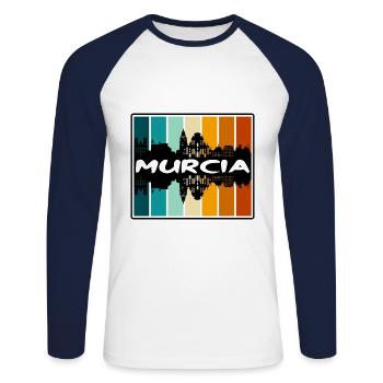 Murcia Spanien Skyline Silhouette Reise Souvenir - Unisex Baseballshirt langarm - Weiß/Navy - Vorne - Nik (191cm)