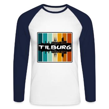 Tilburg Niederlande Skyline Silhouette Travel Souv - Unisex Baseballshirt langarm - Weiß/Navy - Vorne - Nik (191cm)