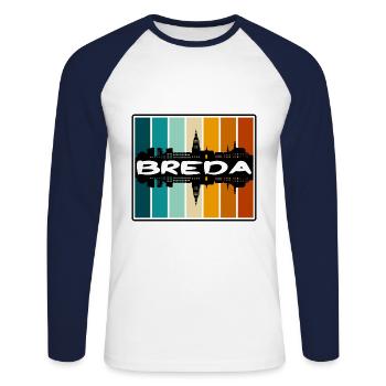 Breda Niederlande Skyline Silhouette Travel Souven - Unisex Baseballshirt langarm - Weiß/Navy - Vorne - Nik (191cm)