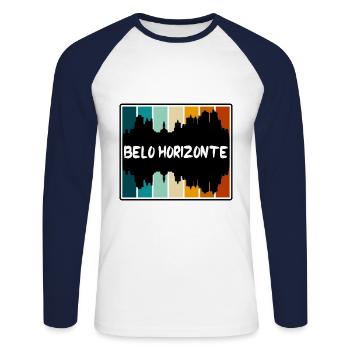 Belo Horizonte Brésil Skyline Silhouette Voyage So - T-shirt baseball manches longues Homme - blanc/marine - Devant - Nik (191cm)