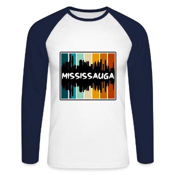 Mississauga Canada Skyline Silhouette Travel Souve - Unisex Baseballshirt langarm - Weiß/Navy - Vorne - Nik (191cm)