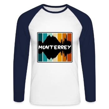 Monterrey Mexiko Skyline Silhouette Reise Souveni - Unisex Baseballshirt langarm - Weiß/Navy - Vorne - Nik (191cm)