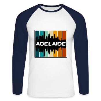 Adelaide Australien Skyline Silhouette Travel Souve - Unisex Baseballshirt langarm - Weiß/Navy - Vorne - Nik (191cm)