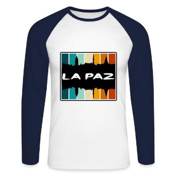 La Paz Bolivia Skyline Silhouette Souvenir de voyage - T-shirt baseball manches longues Homme - blanc/marine - Devant - Nik (191cm)